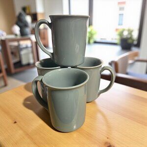 Corning NY USA Coffee Mugs Set Of 4 Light Blue Stoneware Microwave Safe Vintage